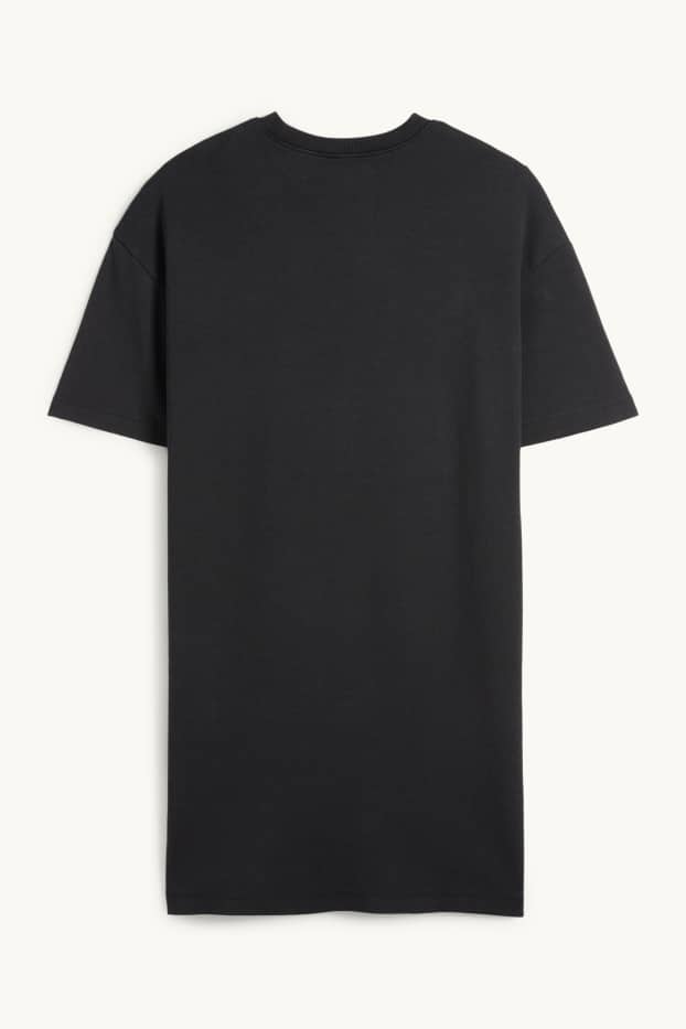 Dames - T-shirt-jurk - zwart