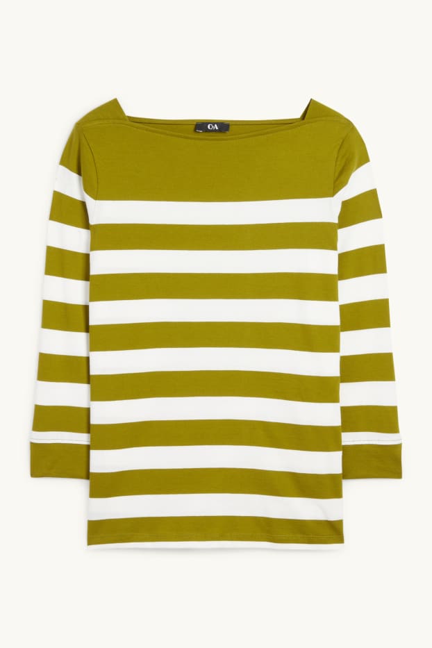 Dames - Longsleeve - gestreept - groen