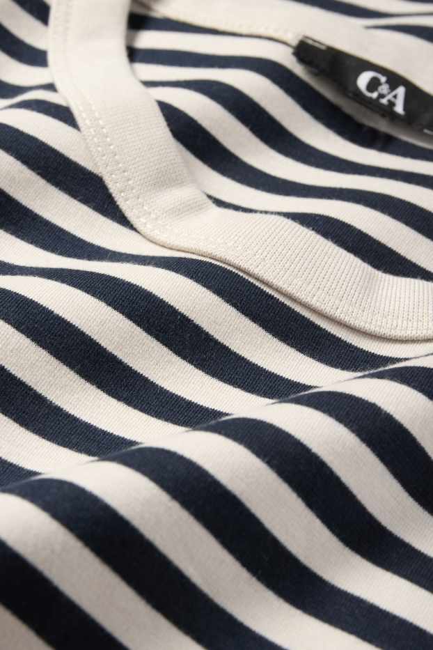 Dames - T-shirt - regular fit - gestreept - zwart / beige