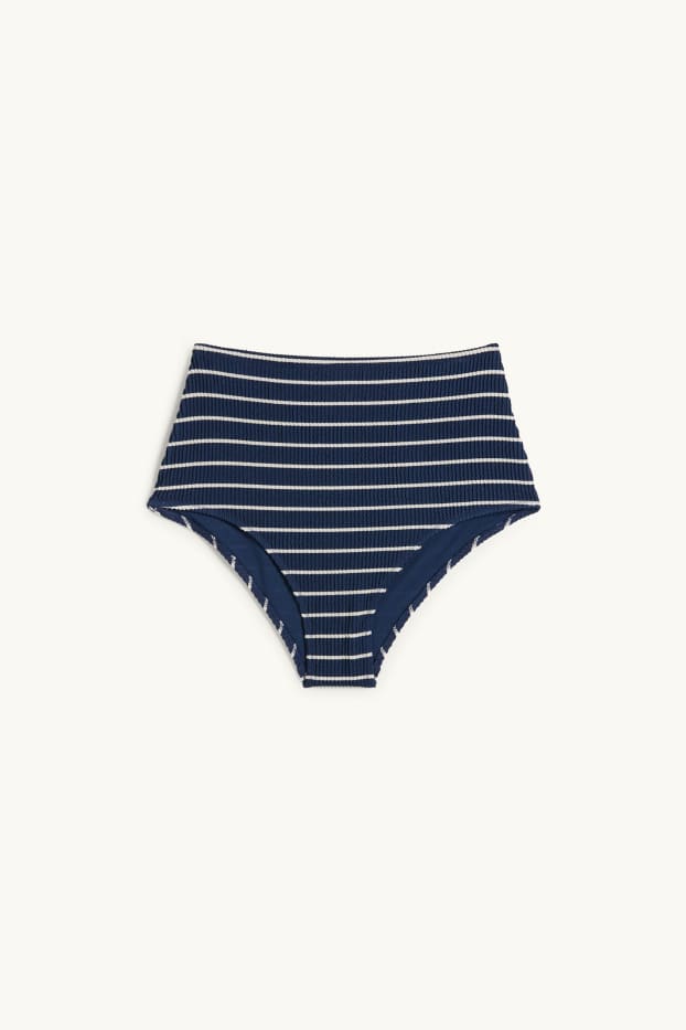 Mujer - Braguita de bikini - high waist - LYCRA® XTRA LIFE™ - de rayas - azul oscuro
