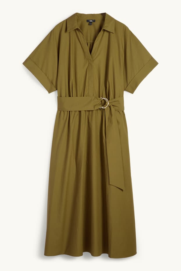 Femmes - Robe-chemisier à ceinture - kaki