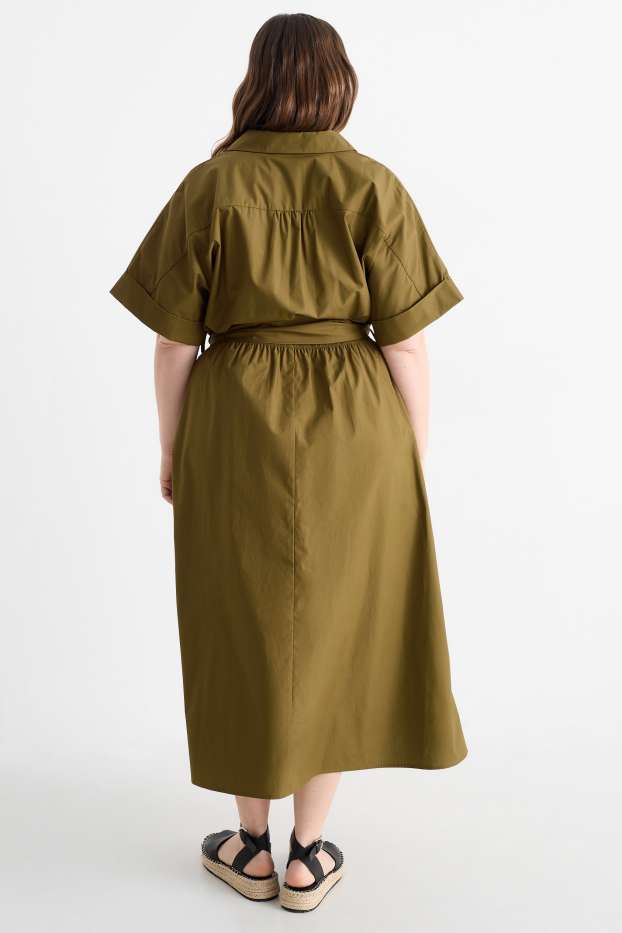 Femmes - Robe-chemisier à ceinture - kaki