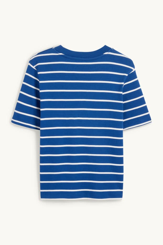 Dona - Samarreta de màniga curta - slim fit - de ratlles - blau/blanc