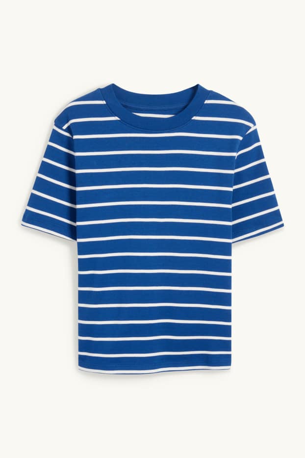 Dona - Samarreta de màniga curta - slim fit - de ratlles - blau/blanc