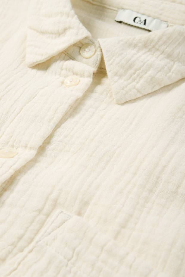 Donna - Blusa di mussola - beige chiaro