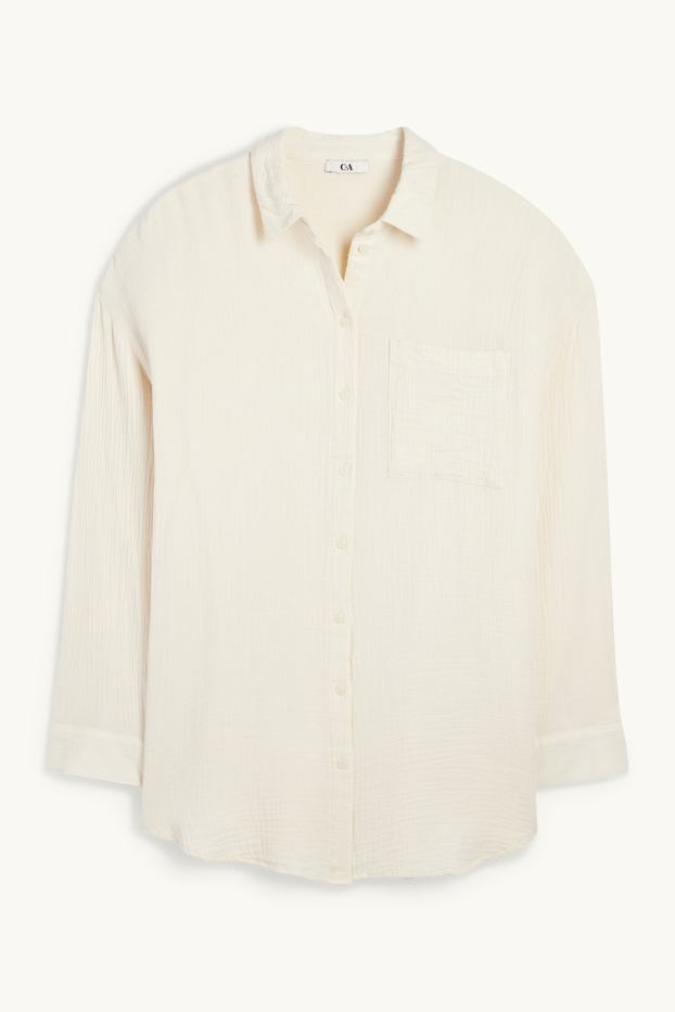 Donna - Blusa di mussola - beige chiaro