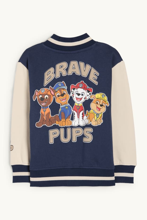 Enfants garçons - La Pat’ Patrouille - Chase, Marcus, Ruben, Zuma - veste style campus - bleu foncé