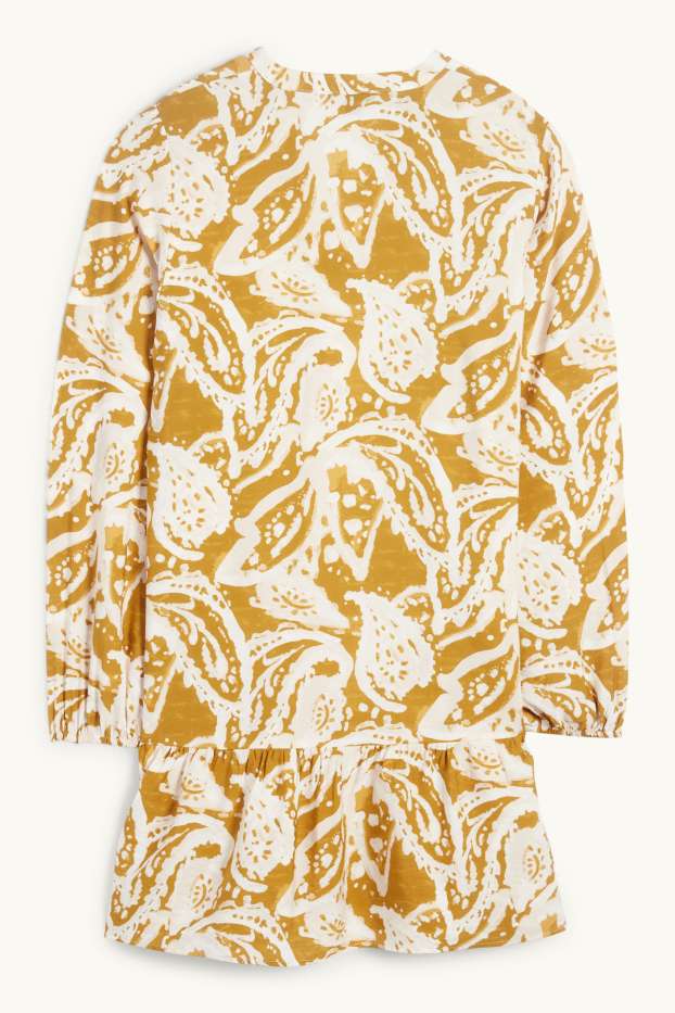 Femmes - Robe à col V - à motif - orange foncé