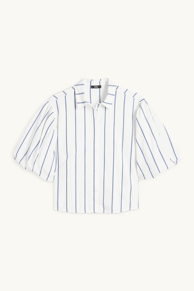 Damen - Bluse - gestreift - weiss