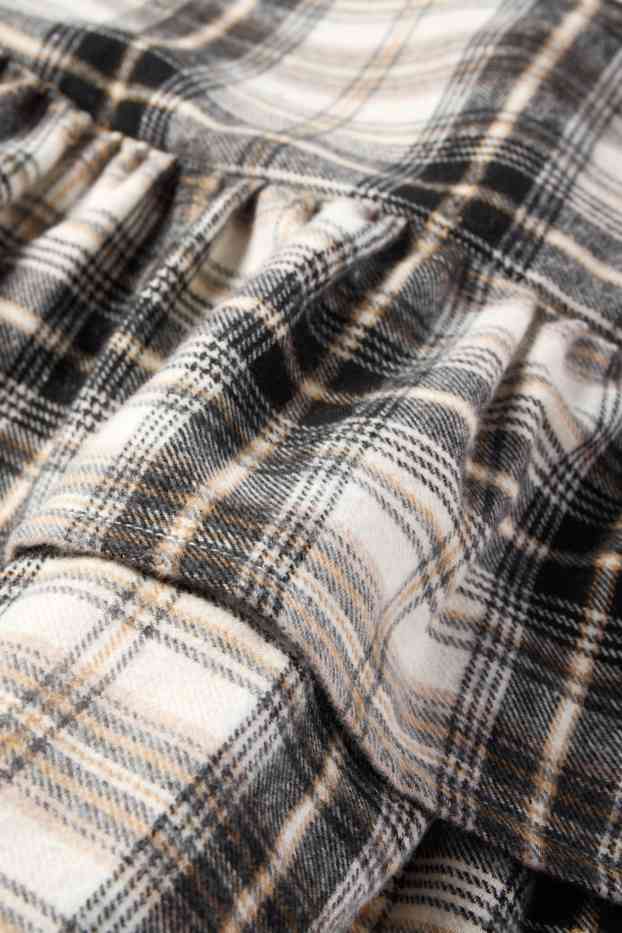 Kinder Mädchen - Flanell-Rock - kariert - beige