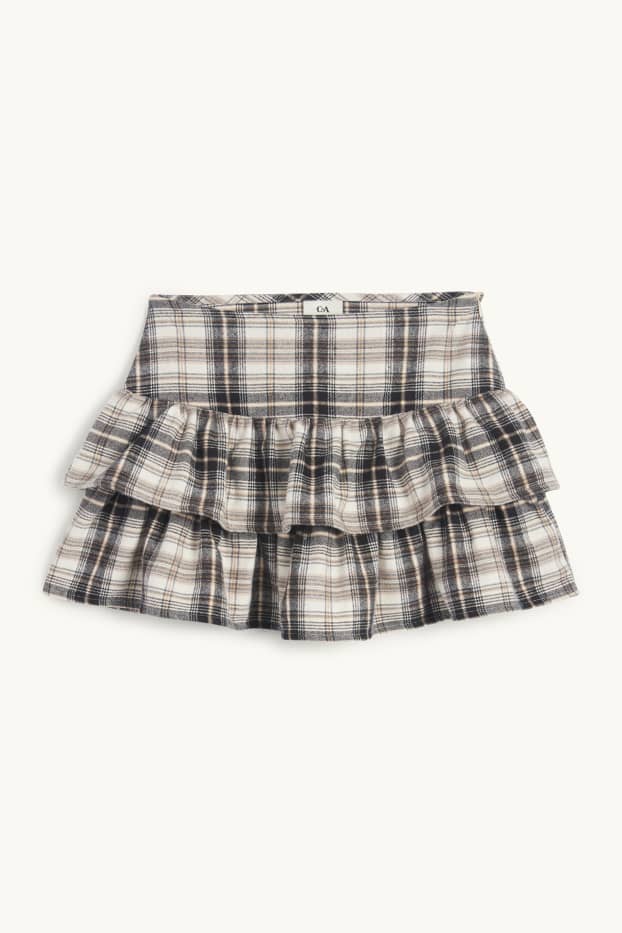 Kinder Mädchen - Flanell-Rock - kariert - beige