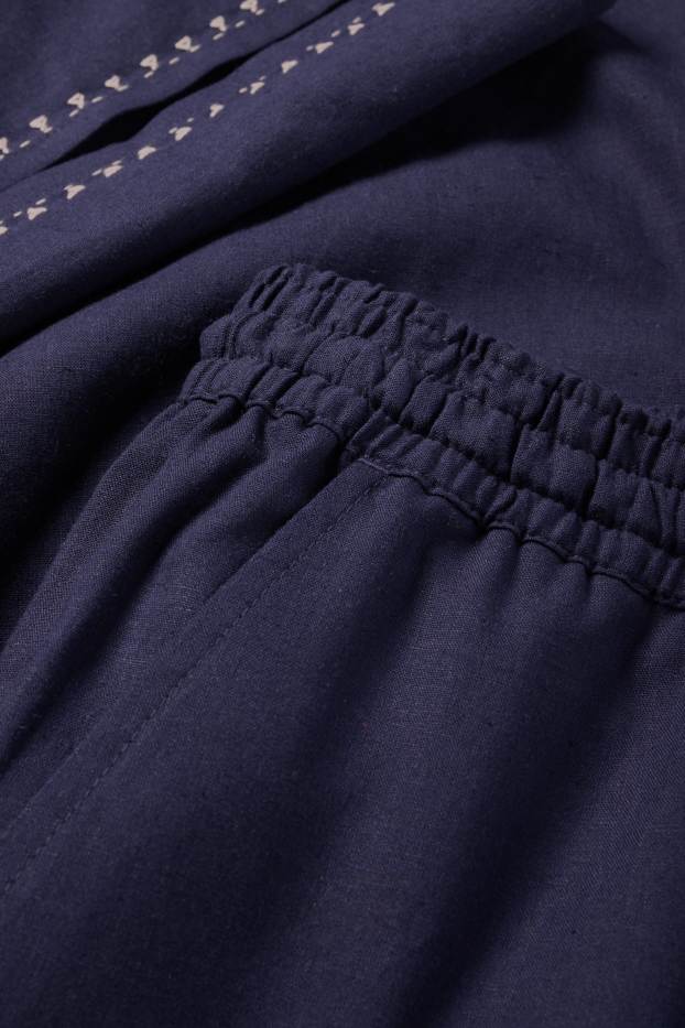 Femmes - Rangsutra x C&A - pantalon en tissu - high waist - Palazzo - bleu foncé