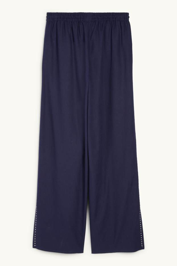 Femmes - Rangsutra x C&A - pantalon en tissu - high waist - Palazzo - bleu foncé