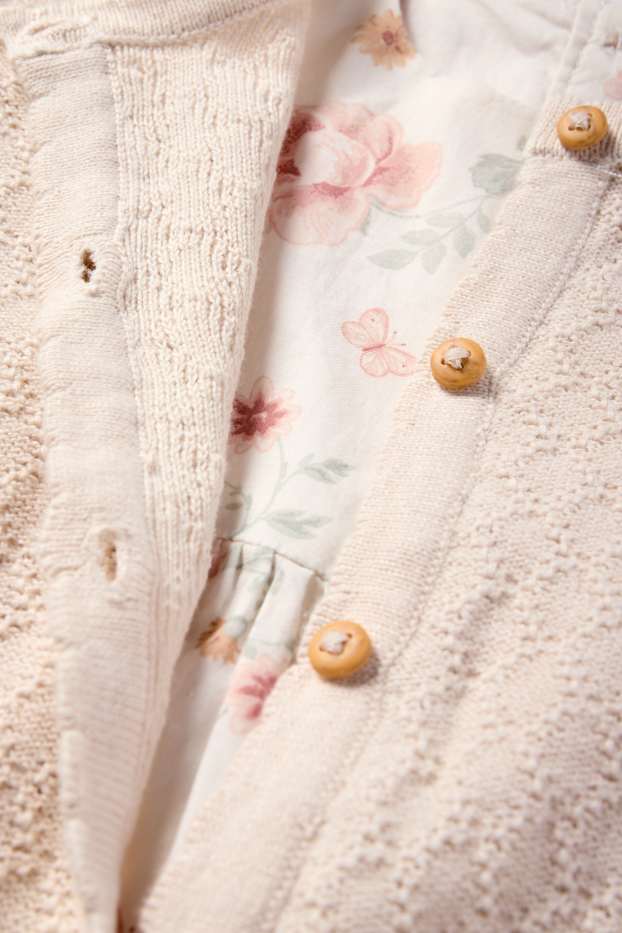 Bébés filles - Petites fleurs - tenue bébé - 2 pièces - blanc crème