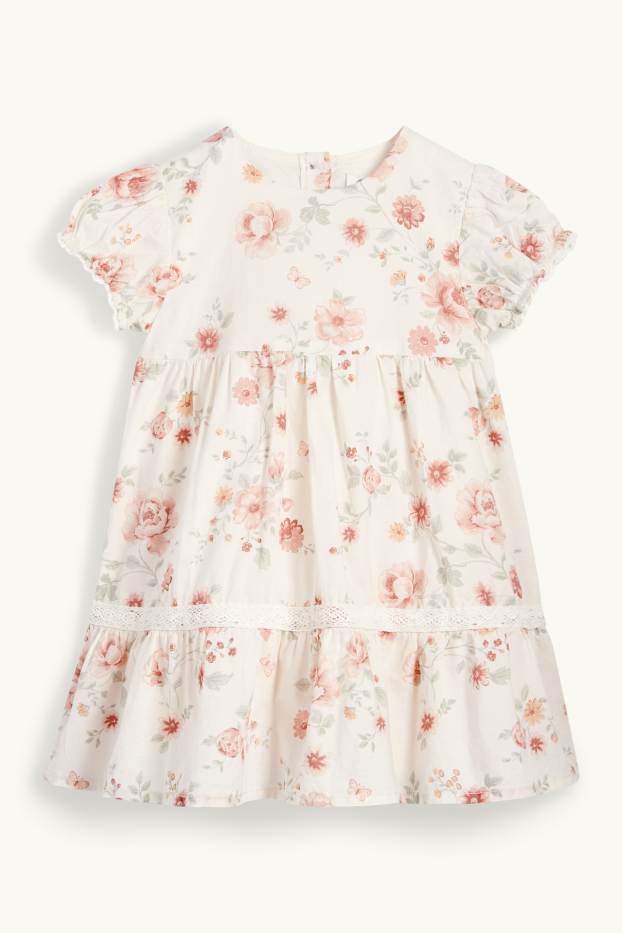 Bébés filles - Petites fleurs - tenue bébé - 2 pièces - blanc crème