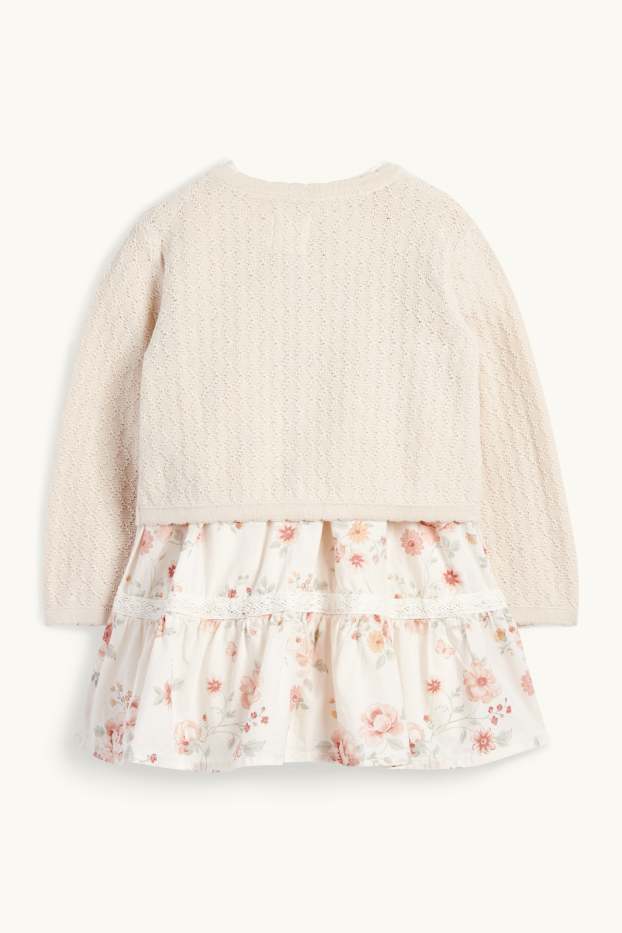 Bébés filles - Petites fleurs - tenue bébé - 2 pièces - blanc crème