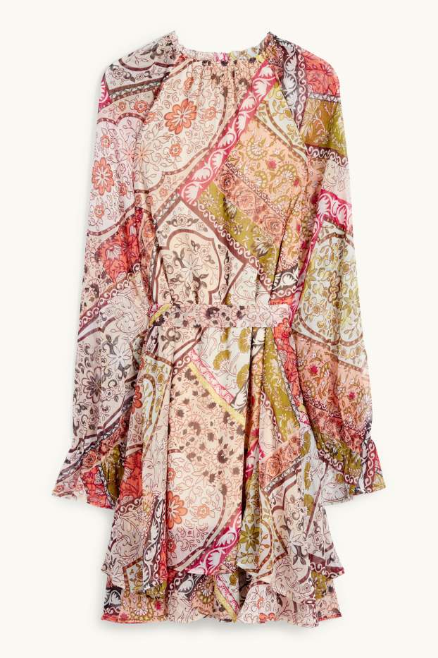 Women - Chiffon dress - patterned - multicoloured