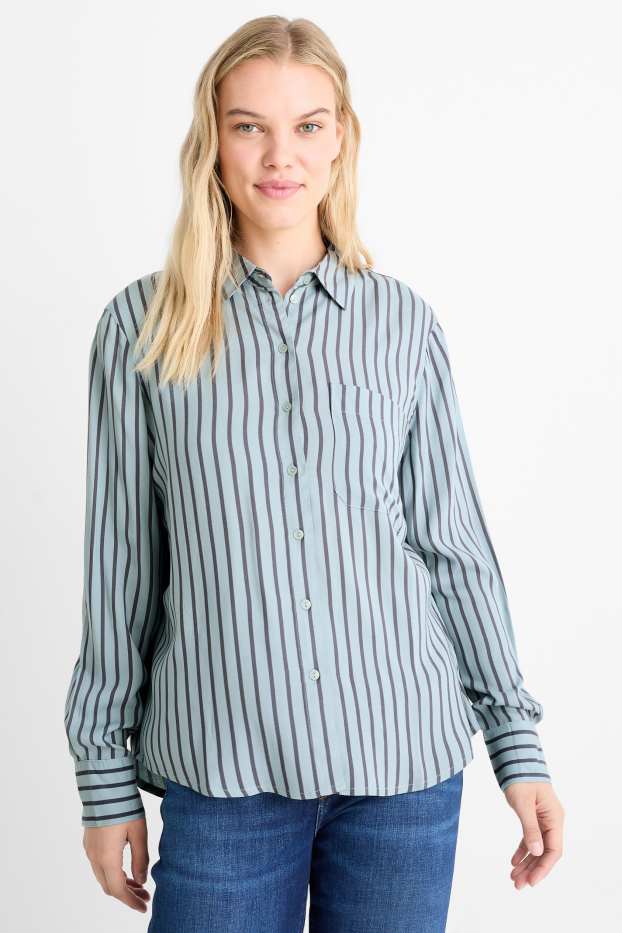 Dames - Blouse - gestreept - blauw