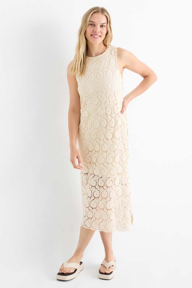 Femmes - Robe crochetée - blanc crème