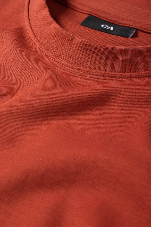 Heren - T-shirt - relaxed fit - bruin