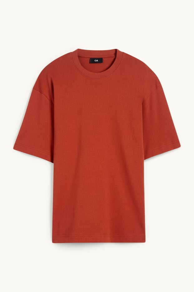 Heren - T-shirt - relaxed fit - bruin