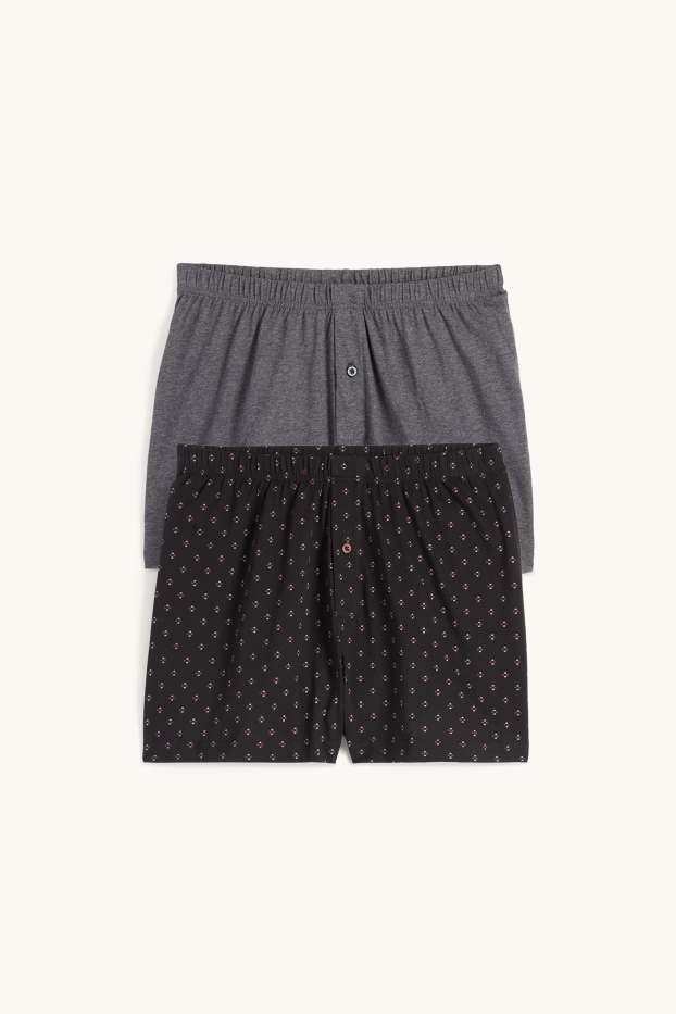 Hommes - Lot de 2 - caleçons - jersey - gris foncé