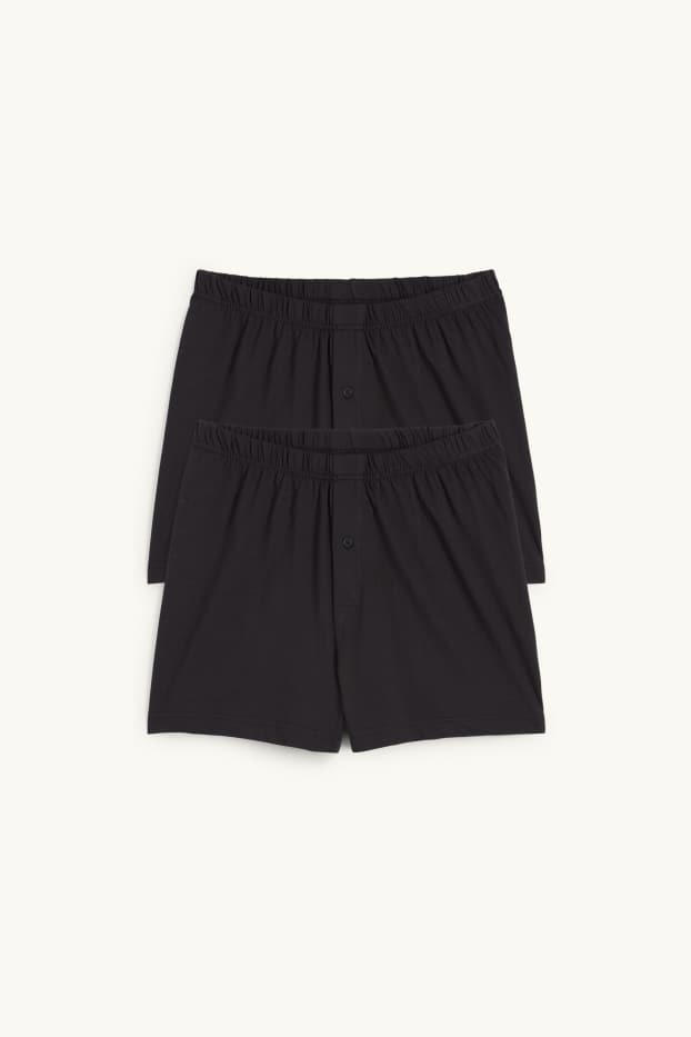 Herren - Multipack 2er - Boxershorts - Jersey - schwarz