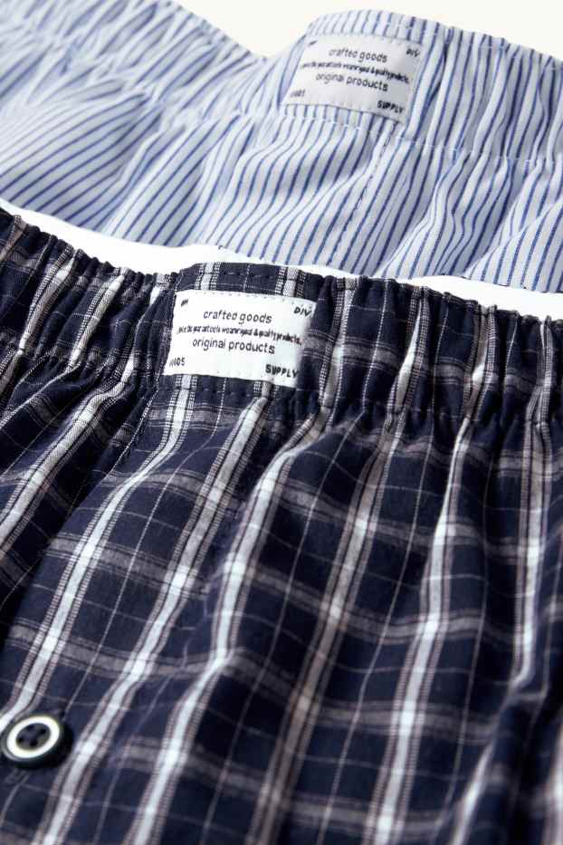 Herren - Multipack 2er - Boxershorts - gewebt - kariert - dunkelblau