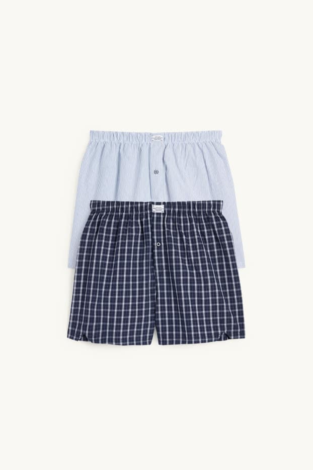 Herren - Multipack 2er - Boxershorts - gewebt - kariert - dunkelblau