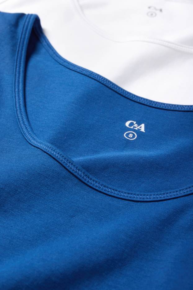 Damen - Multipack 2er - Top - blau / weiß