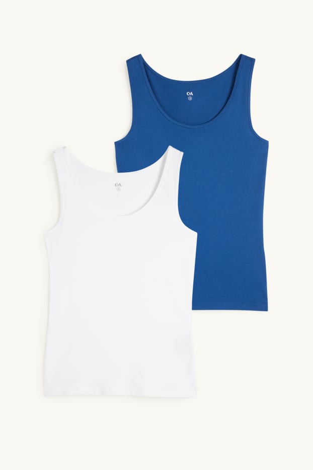 Damen - Multipack 2er - Top - blau / weiß