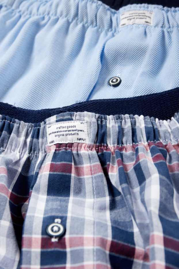 Hommes - Lot de 2 - caleçons - en tissu - bleu foncé