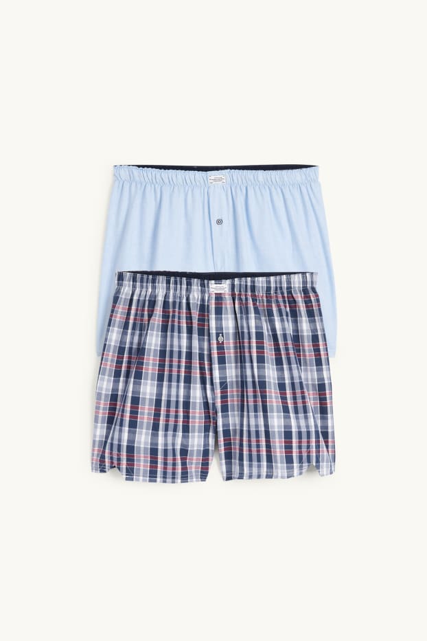 Hommes - Lot de 2 - caleçons - en tissu - bleu foncé