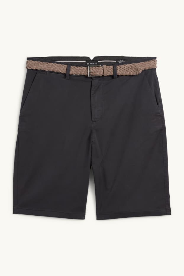 Men - Shorts with belt - dark blue