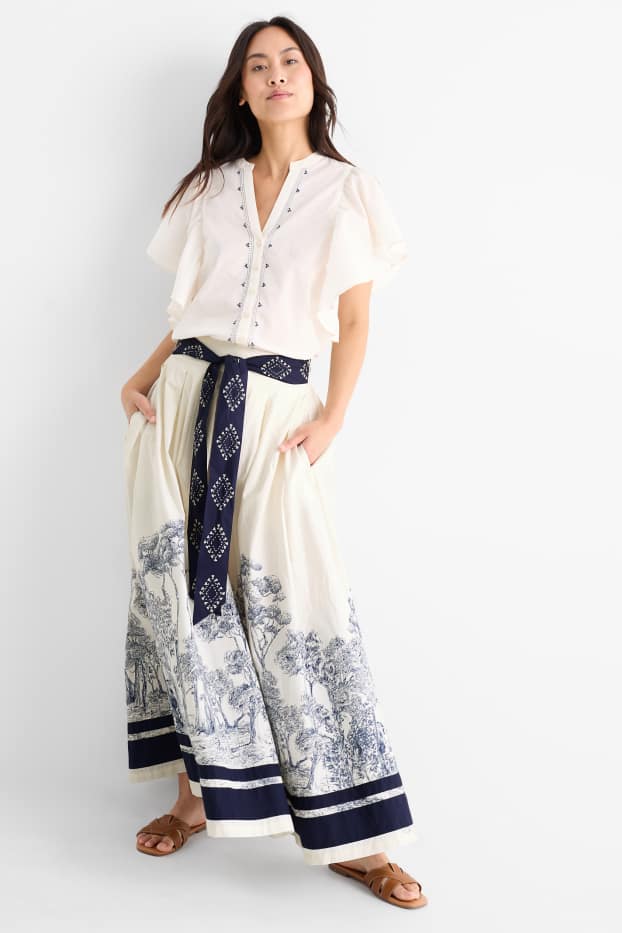 Women - Rangsutra x C&A - skirt - dark blue / creme white