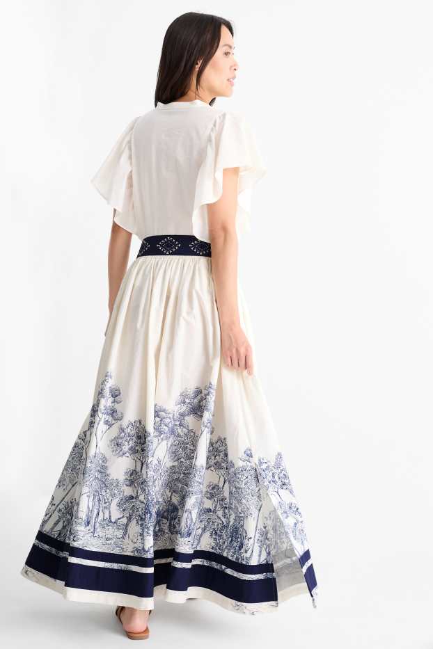 Women - Rangsutra x C&A - skirt - dark blue / creme white