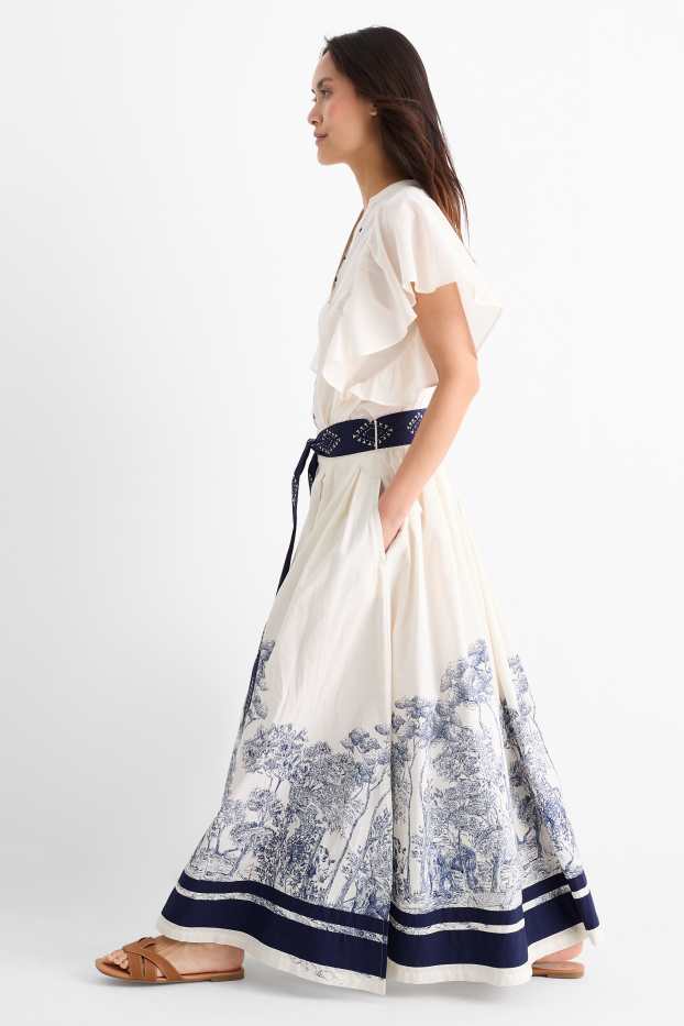 Women - Rangsutra x C&A - skirt - dark blue / creme white