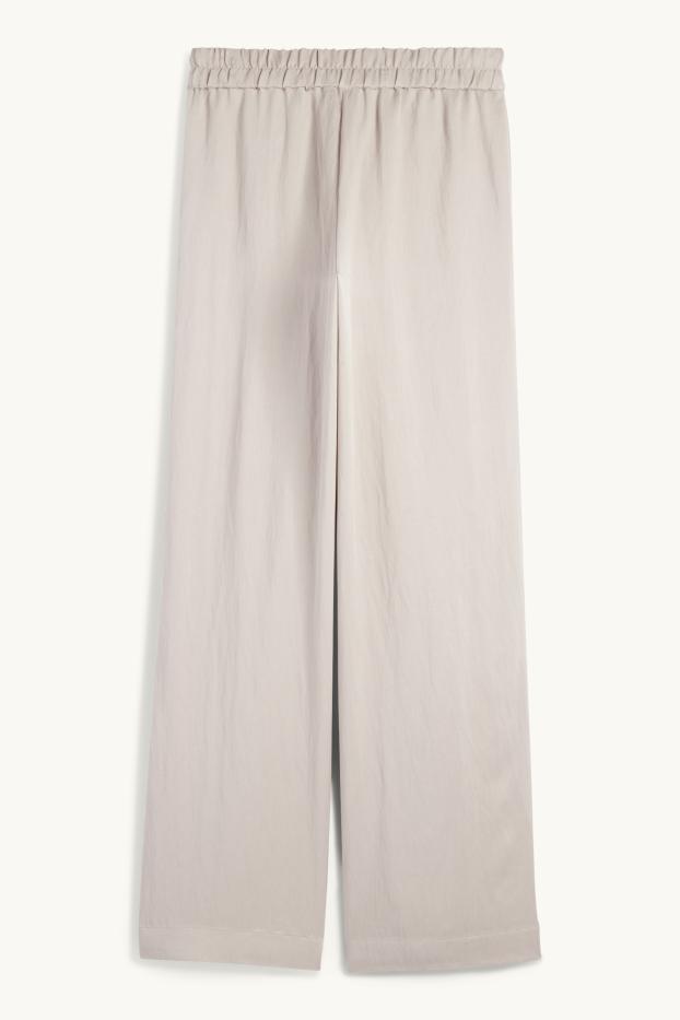 Women - Cloth trousers - mid-rise waist - wide leg - gray