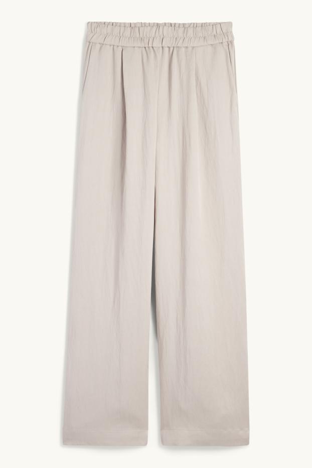 Women - Cloth trousers - mid-rise waist - wide leg - gray