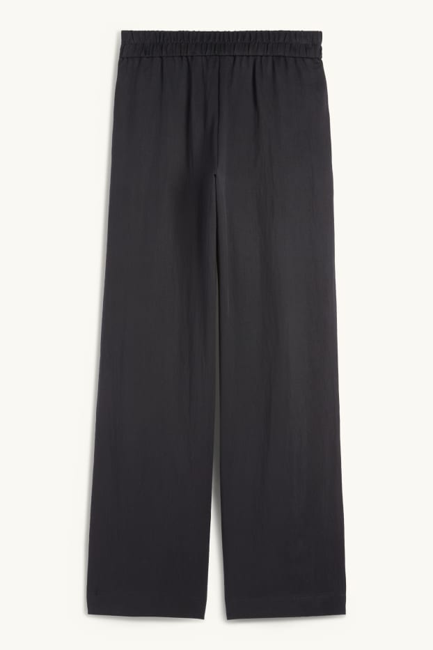Femmes - Pantalon en toile - mid waist - wide leg - noir