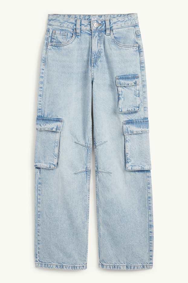 Kinder Mädchen - Cargo Jeans - helljeansblau
