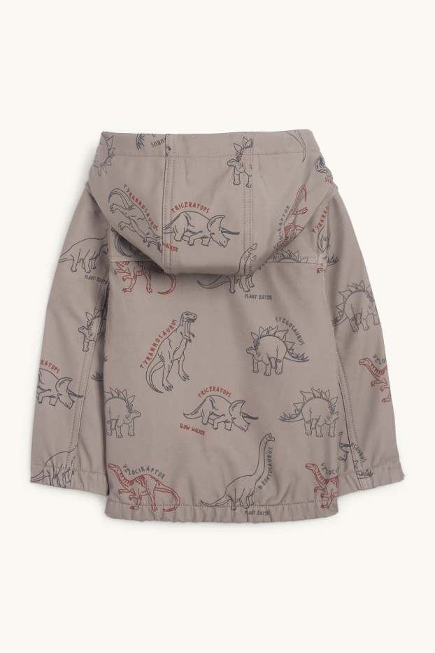 Bambini - Dinosauri - giacca softshell con cappuccio - impermeabile - marrone