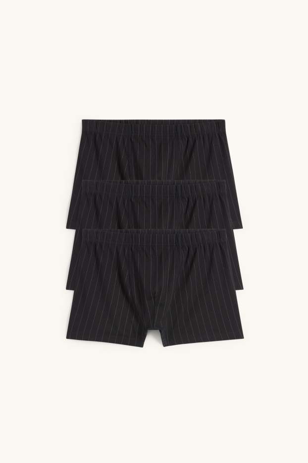 Herren - Multipack 3er - Trunks - gestreift - schwarz