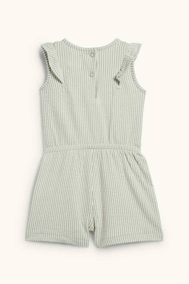 Baby Mädchen - Baby-Jumpsuit - gestreift - strukturiert - grün / cremeweiss