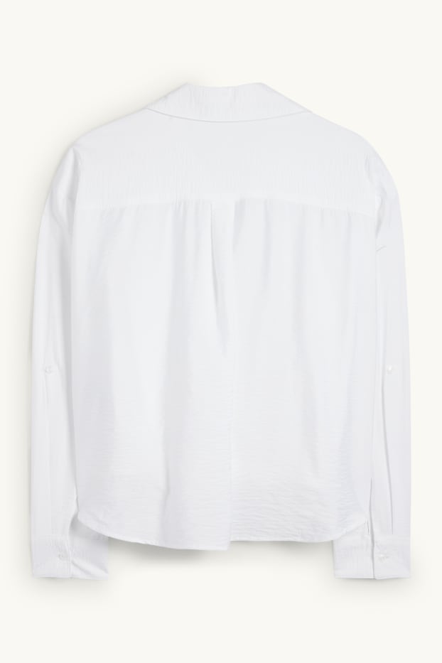 Women - Blouse with knot detail - white