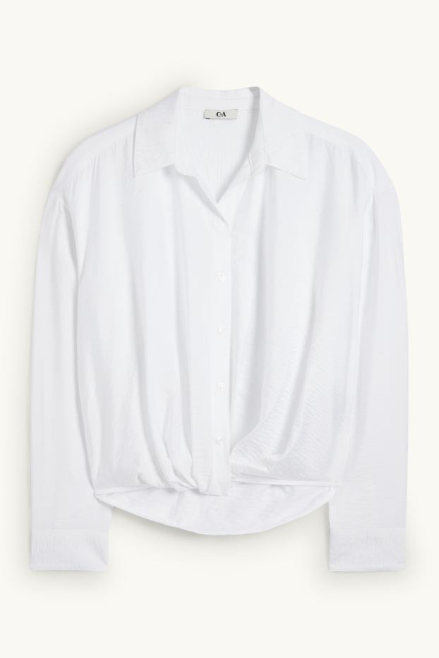 Women - Blouse with knot detail - white