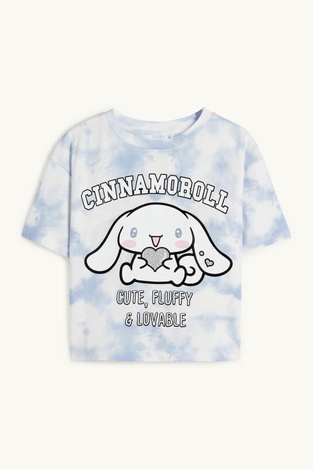 Kinder Mädchen - Cinnamoroll - Kurzarmshirt - gemustert - weiss / hellblau
