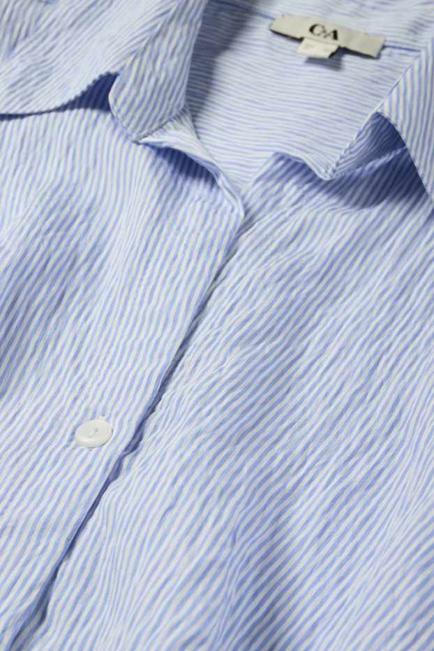 Donna - Blusa con nodo - a righe - bianco / azzurro