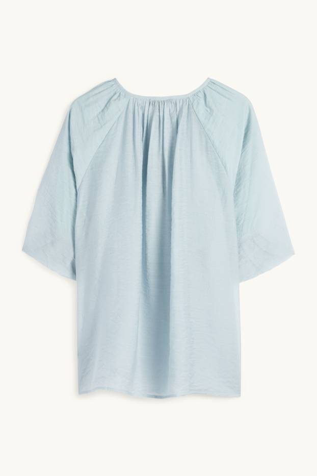 Femmes - Chemisier à col V - bleu clair