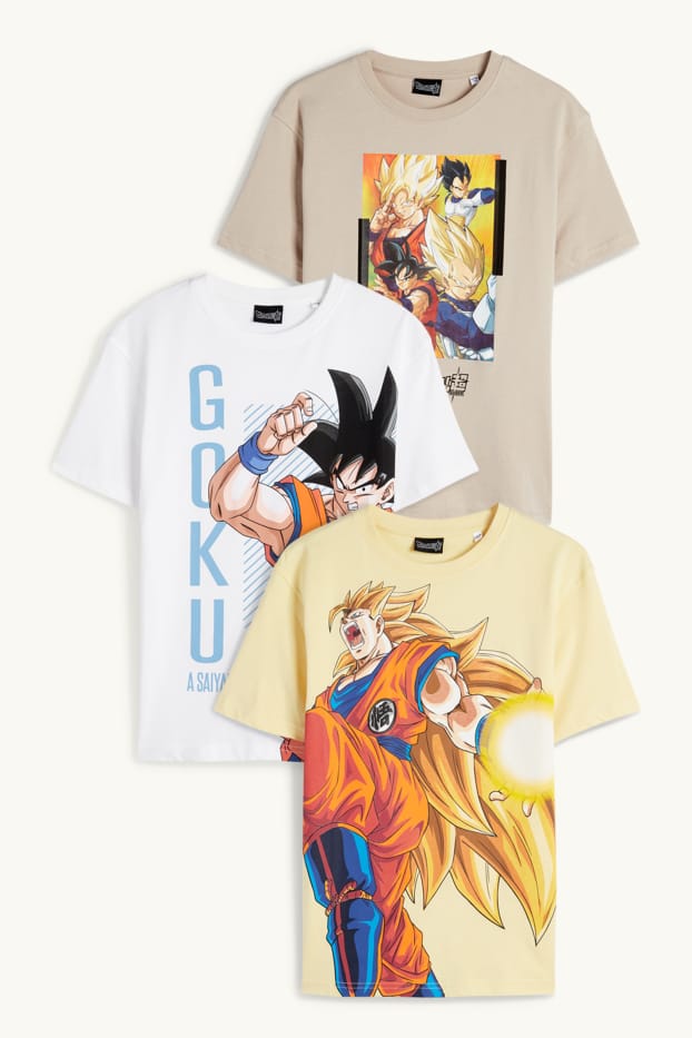 Kinderen: jongens - Set van 3 - Dragon Ball - T-shirt - lichtgeel